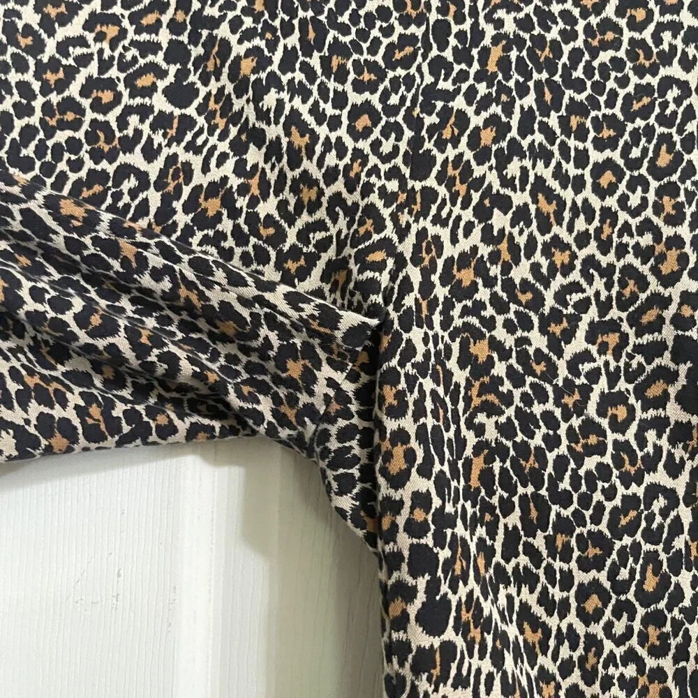 J. Crew Womens Black Tan Leopard Print Cropped Winnie Pant Trousers Size 6